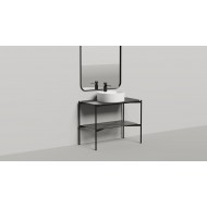 Напольная тумба со столешницей и зеркалом SALINI Grazia 100x74 стальная черная 27G110