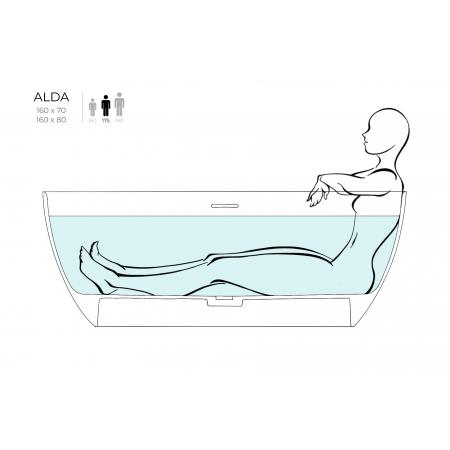 Ванна каменная отдельностоящая матовая 160х70 SALINI ALDA 101924MRH окрашена по RAL снаружи Ванна каменная отдельностоящая матовая 160х70 SALINI ALDA 101924MRH окрашена по RAL снаружи