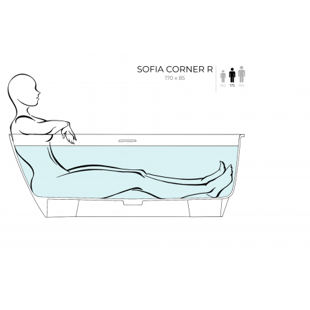 Ванна пристенная угловая матовая 170x85 SALINI Sofia Corner R 102524M Ванна пристенная угловая матовая 170x85 SALINI Sofia Corner R 102524M